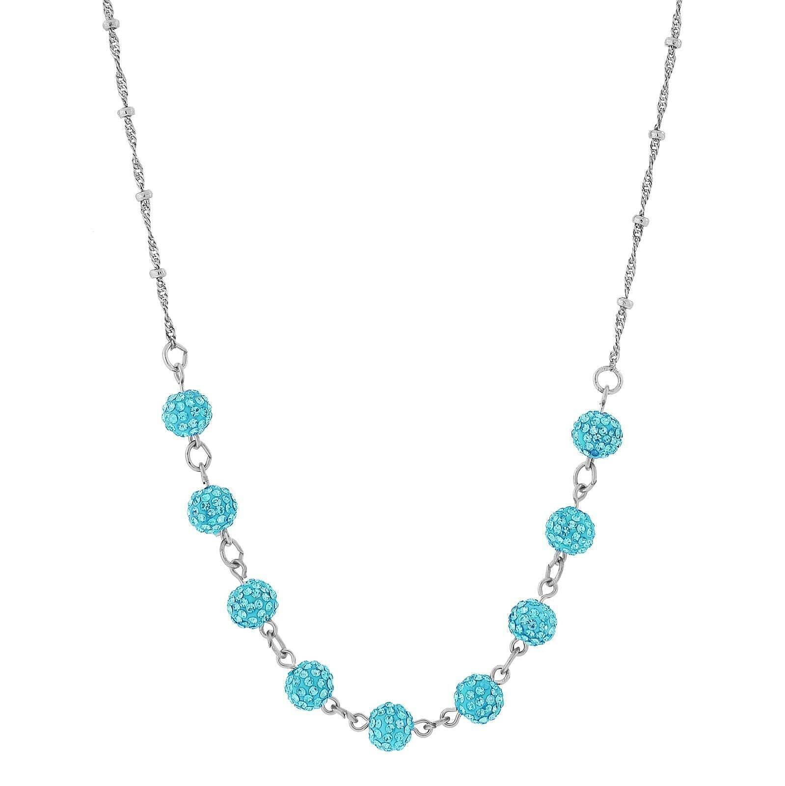 1928 Jewelry Silver Tone Crystal Fireball Pave Necklace 16" + 3" Extender