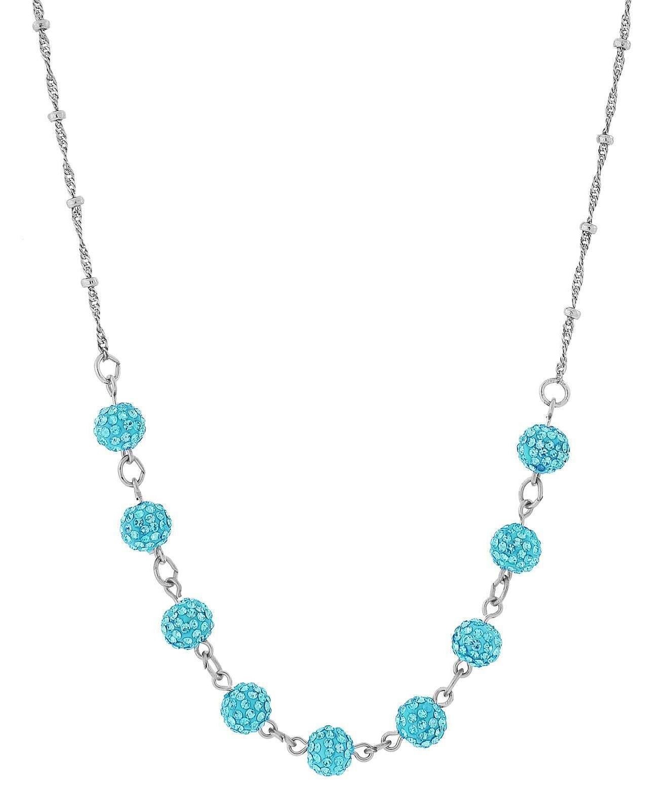 1928 Jewelry Silver Tone Crystal Fireball Pave Necklace 16" + 3" Extender