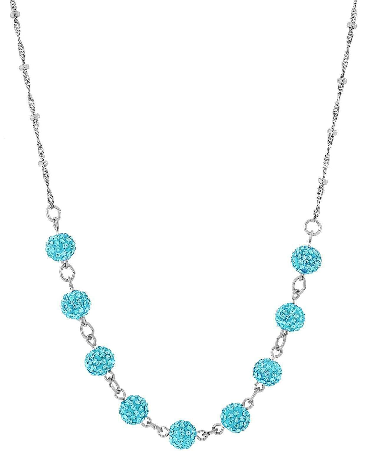 1928 Jewelry Silver Tone Crystal Fireball Pave Necklace 16" + 3" Extender