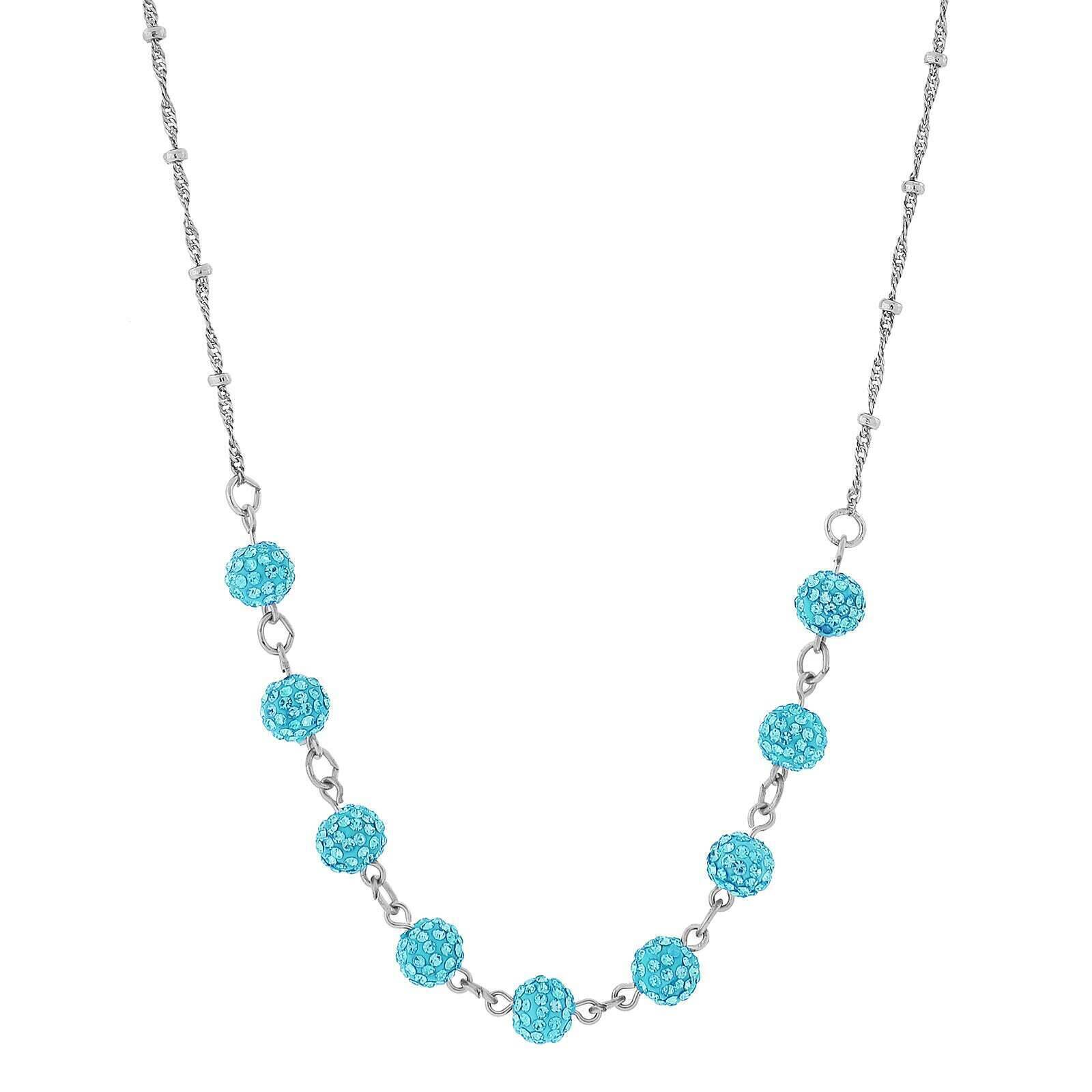 1928 Jewelry Silver Tone Crystal Fireball Pave Necklace 16" + 3" Extender