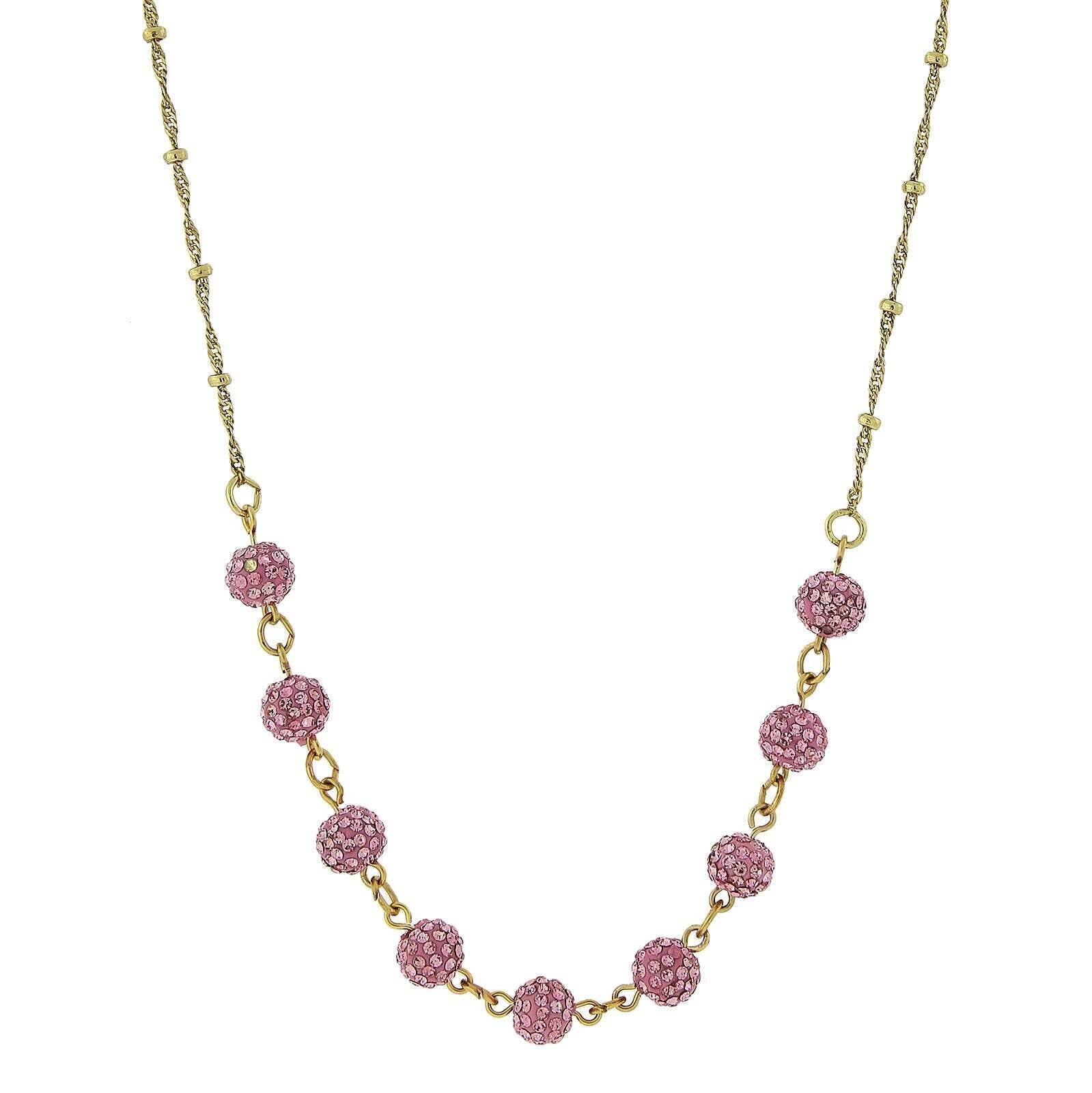 1928 Jewelry Crystal Fireball Pave Necklace 16" + 3" Extender