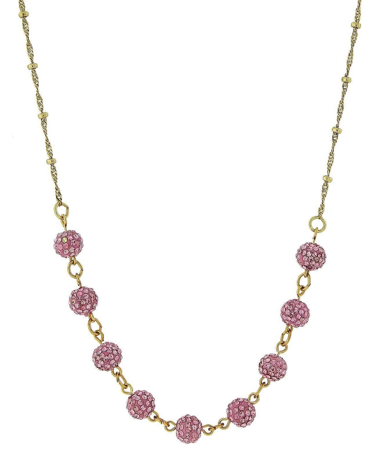 1928 Jewelry Crystal Fireball Pave Necklace 16" + 3" Extender