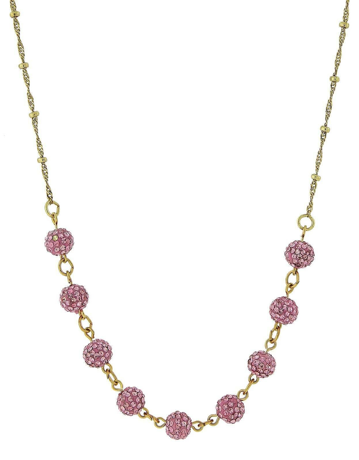 1928 Jewelry Crystal Fireball Pave Necklace 16" + 3" Extender