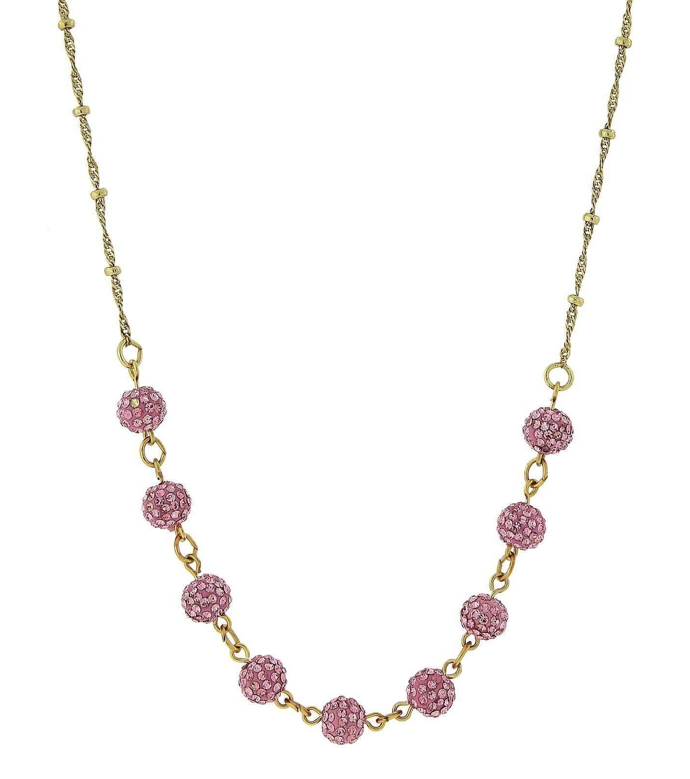 1928 Jewelry Crystal Fireball Pave Necklace 16" + 3" Extender