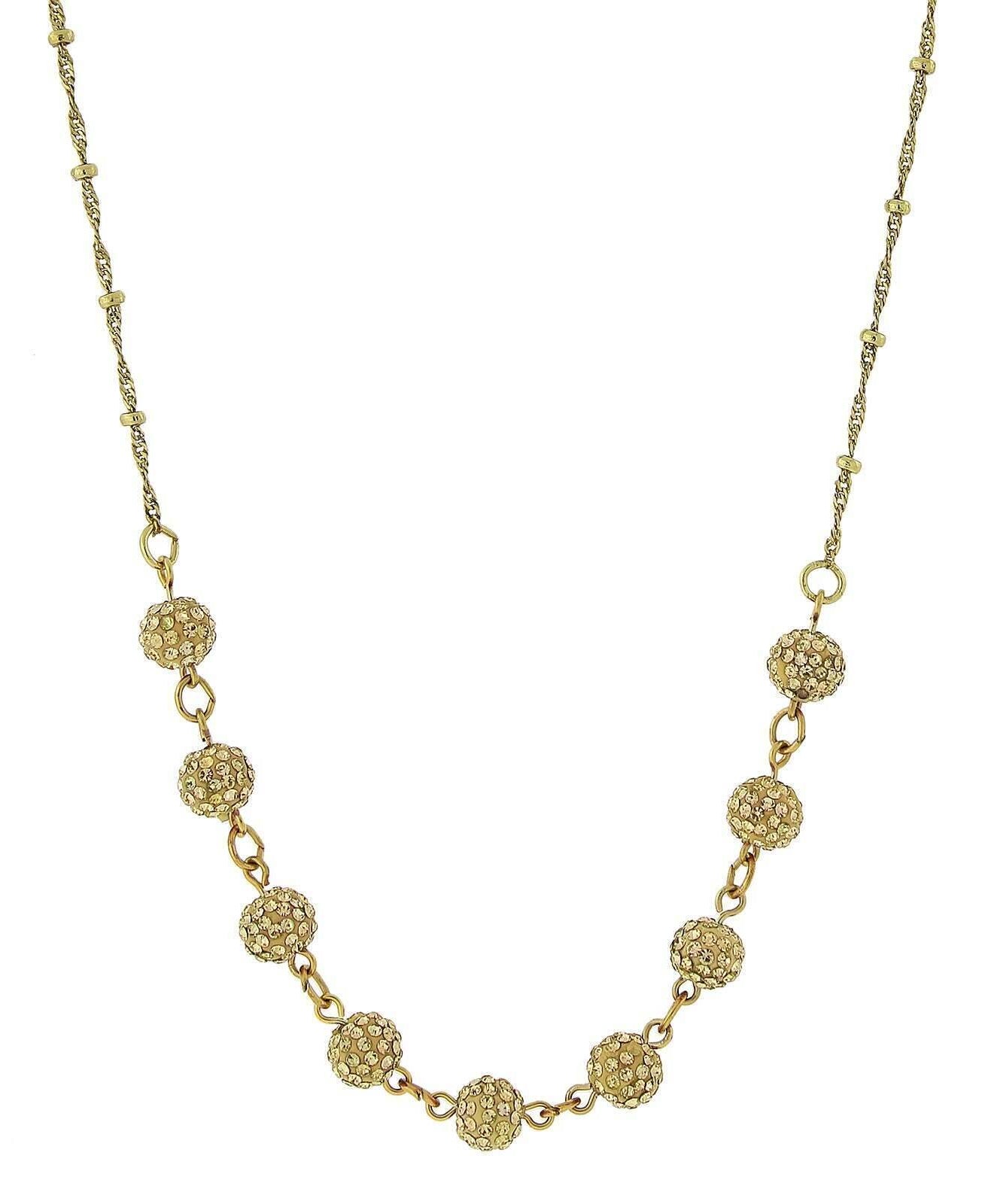 1928 Jewelry Crystal Fireball Pave Necklace 16" + 3" Extender