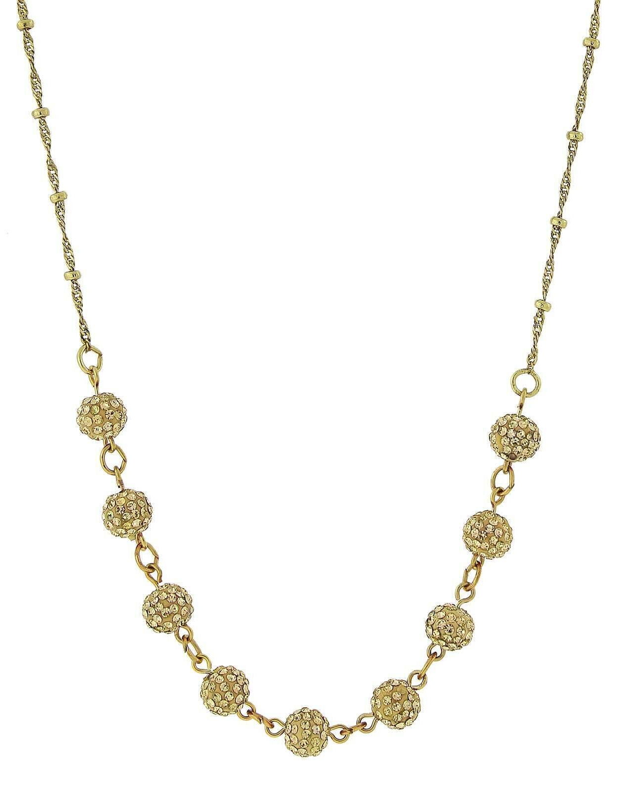 1928 Jewelry Crystal Fireball Pave Necklace 16" + 3" Extender