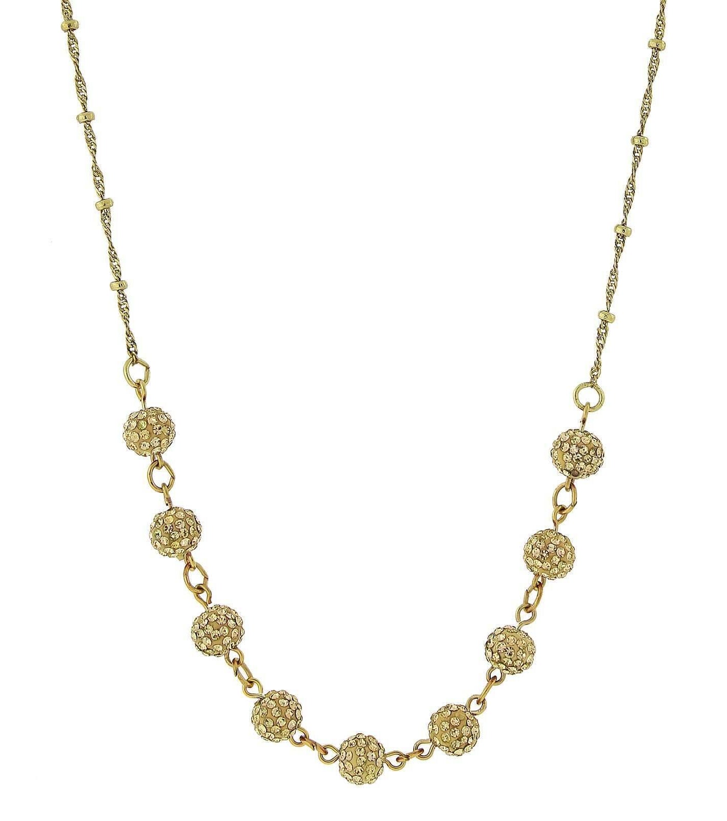 1928 Jewelry Crystal Fireball Pave Necklace 16" + 3" Extender