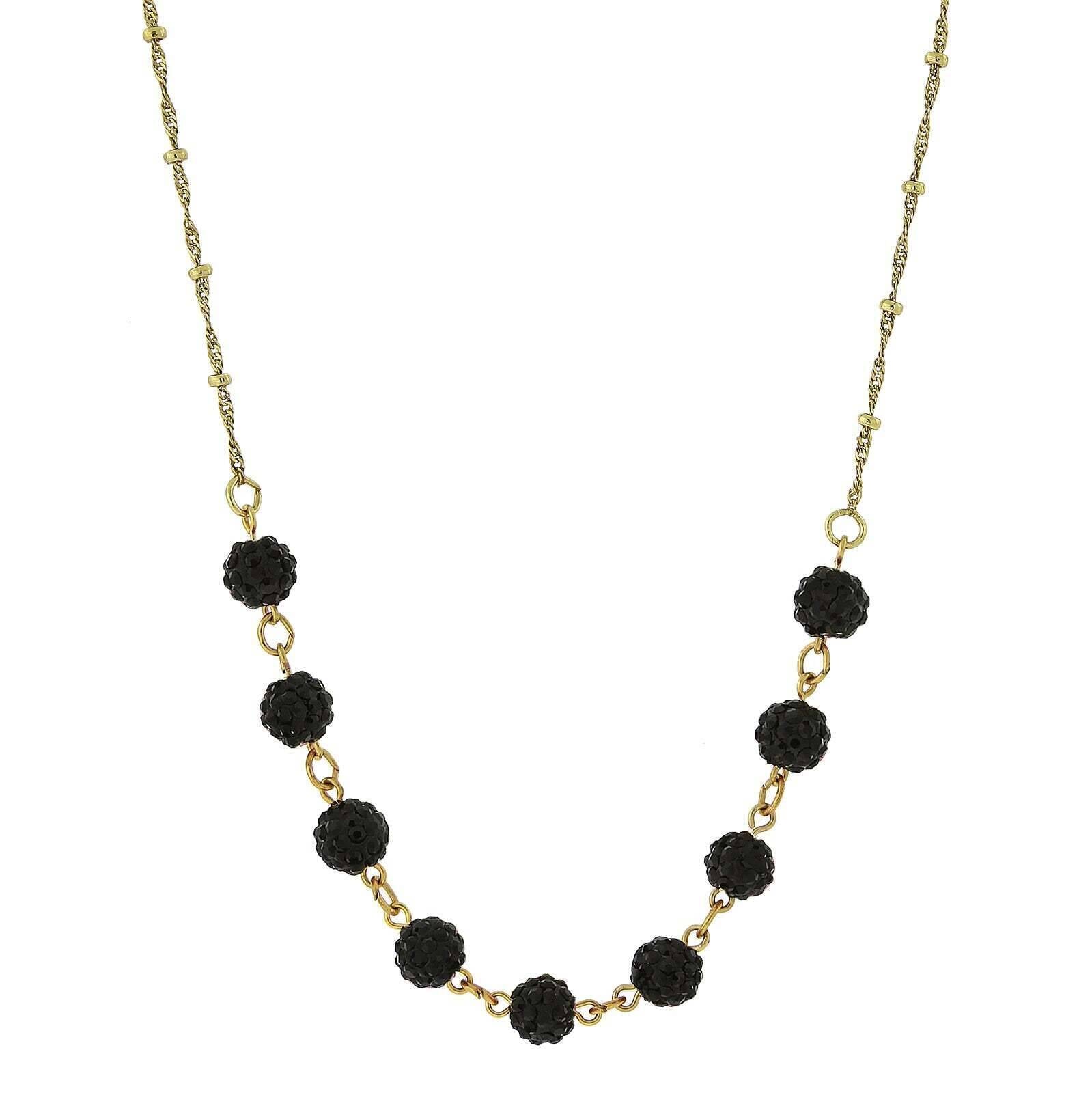 1928 Jewelry Crystal Fireball Pave Necklace 16" + 3" Extender