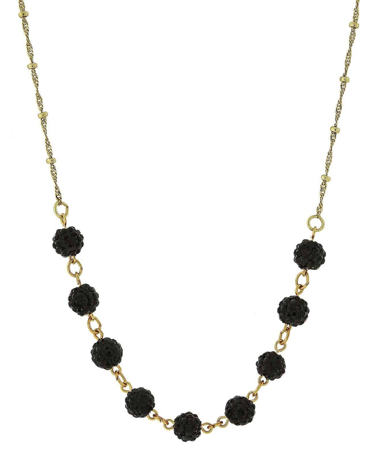 1928 Jewelry Crystal Fireball Pave Necklace 16" + 3" Extender