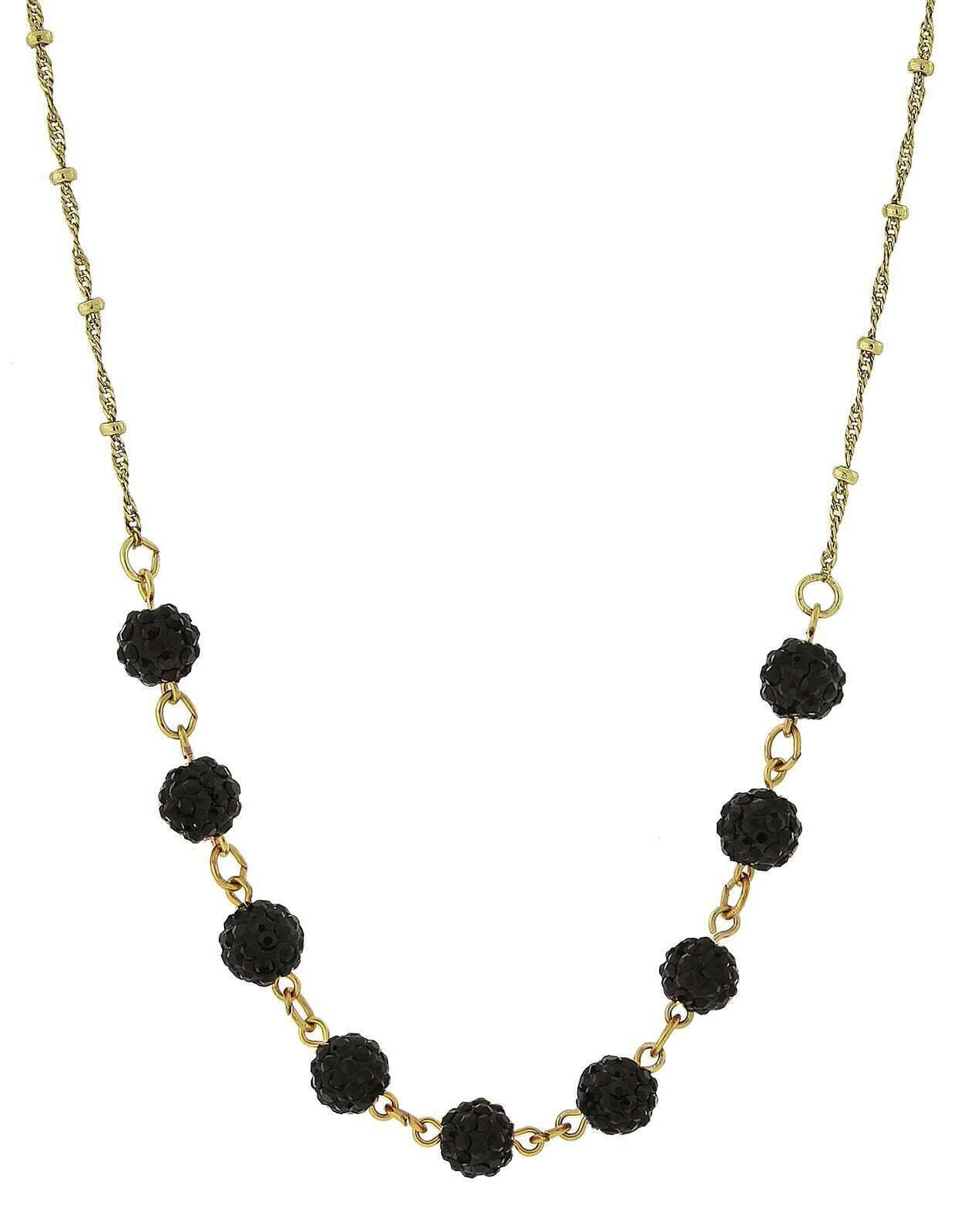 1928 Jewelry Crystal Fireball Pave Necklace 16" + 3" Extender