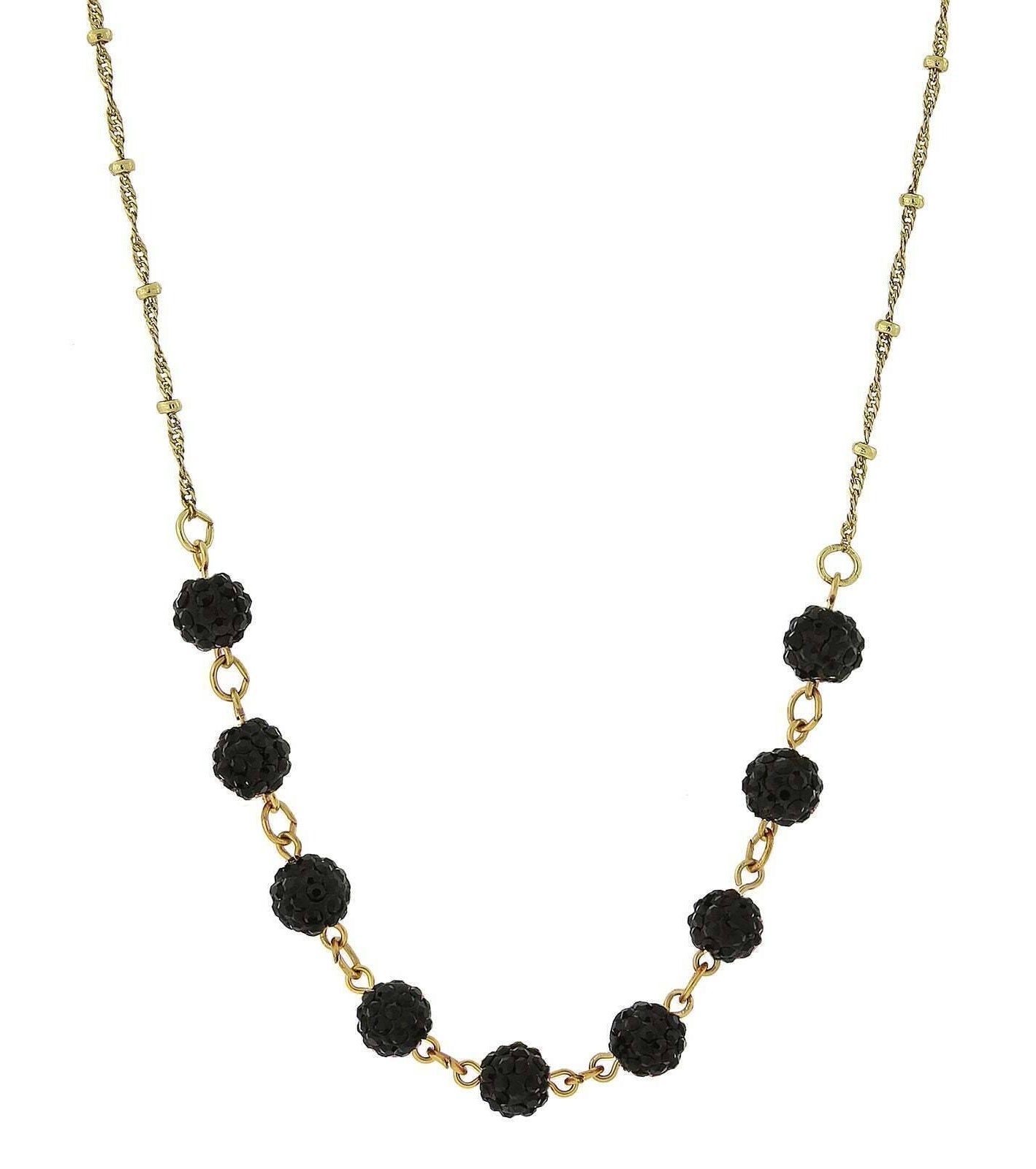 1928 Jewelry Crystal Fireball Pave Necklace 16" + 3" Extender