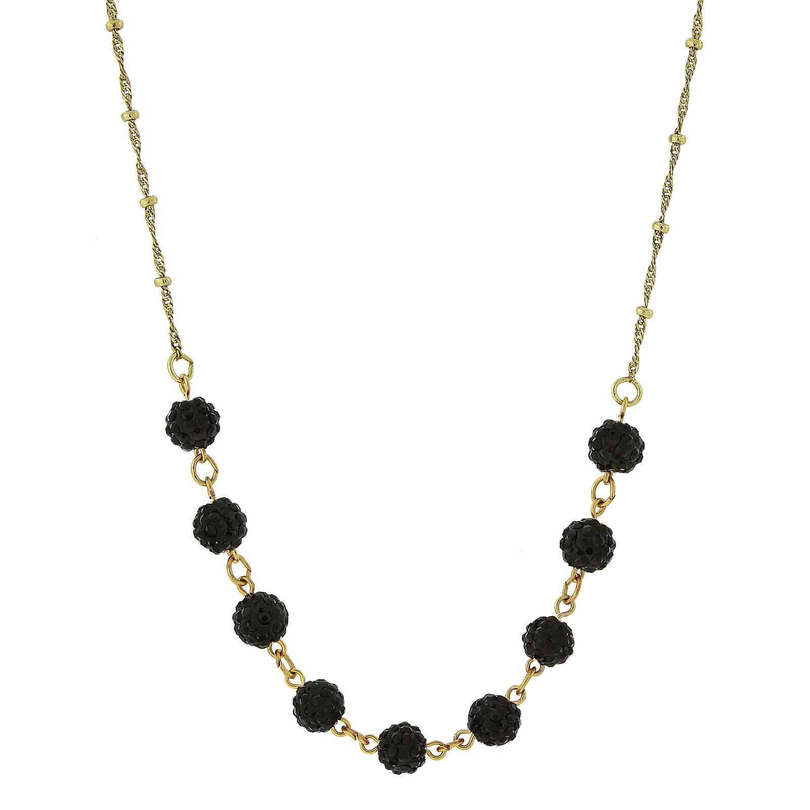 1928 Jewelry Crystal Fireball Pave Necklace 16" + 3" Extender