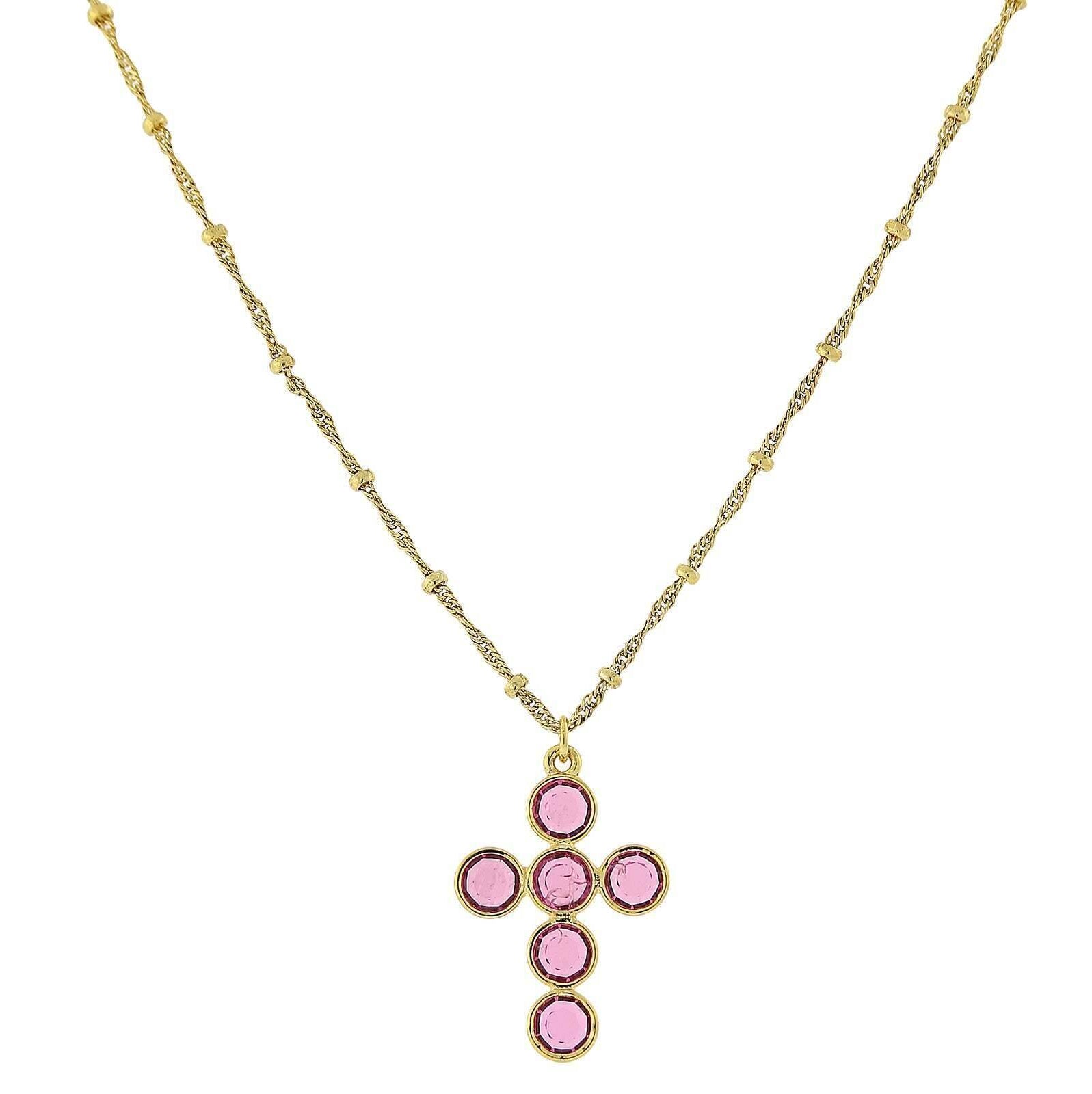 1928 Jewelry Austrian Crystal Cross Pendant Necklace 16" + 3" Extender