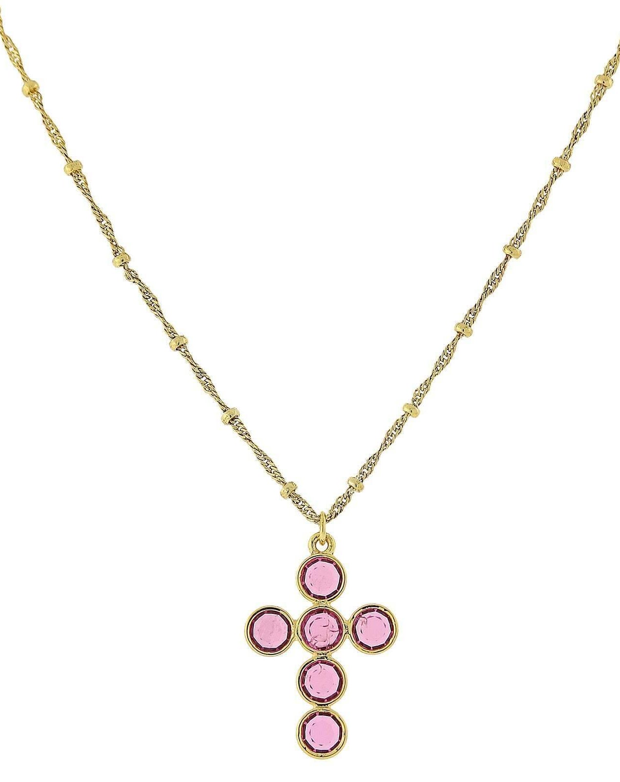 1928 Jewelry Austrian Crystal Cross Pendant Necklace 16" + 3" Extender