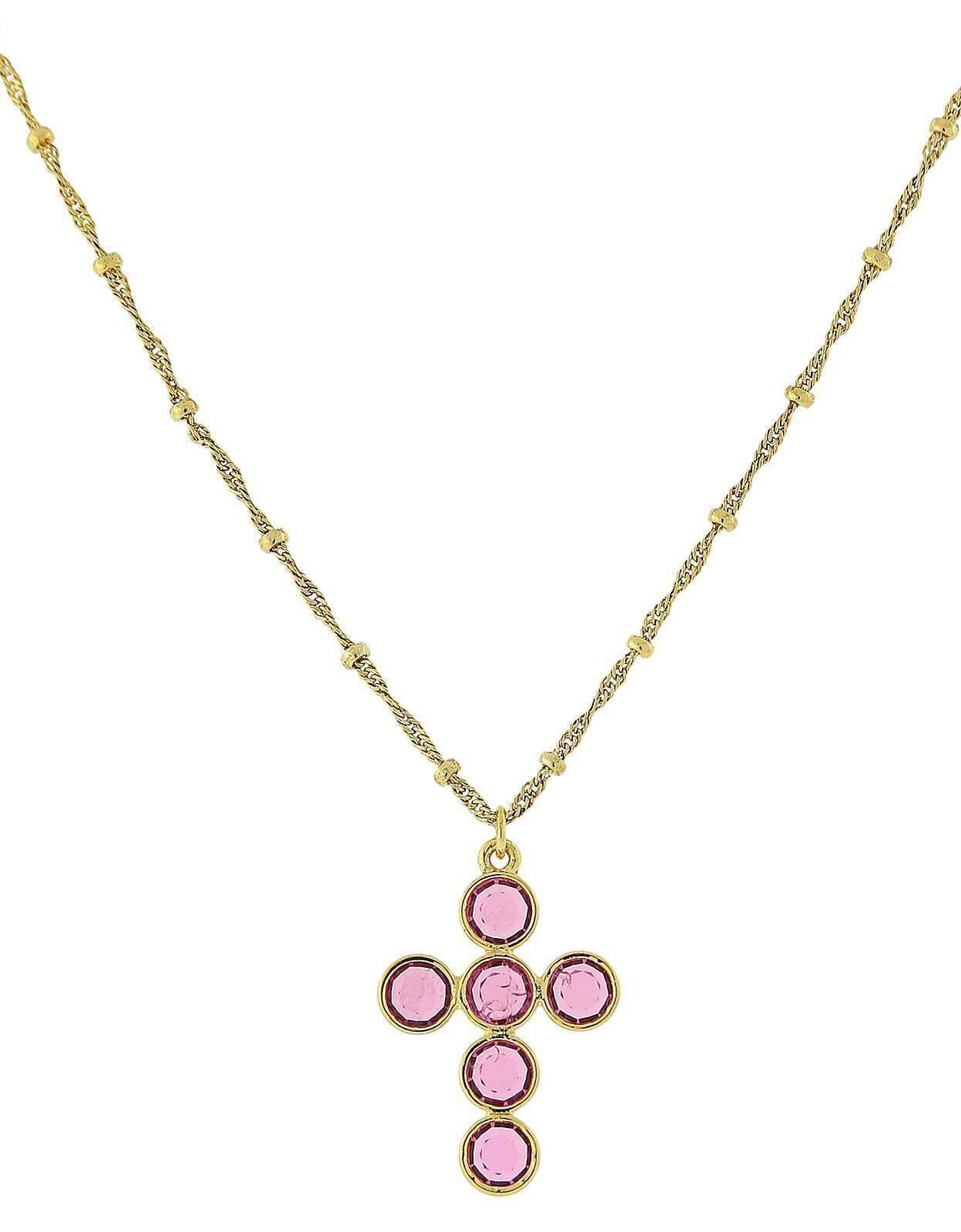 1928 Jewelry Austrian Crystal Cross Pendant Necklace 16" + 3" Extender