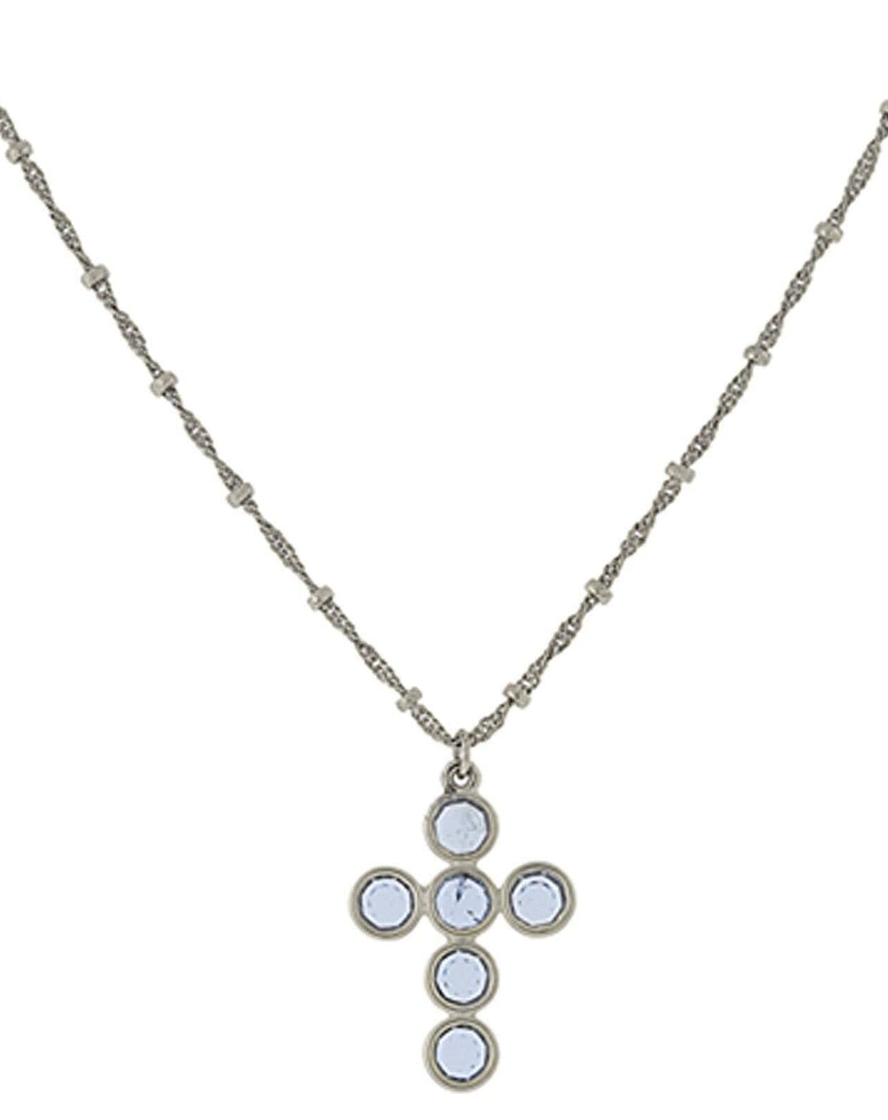 1928 Jewelry Austrian Crystal Cross Pendant Necklace 16" + 3" Extender