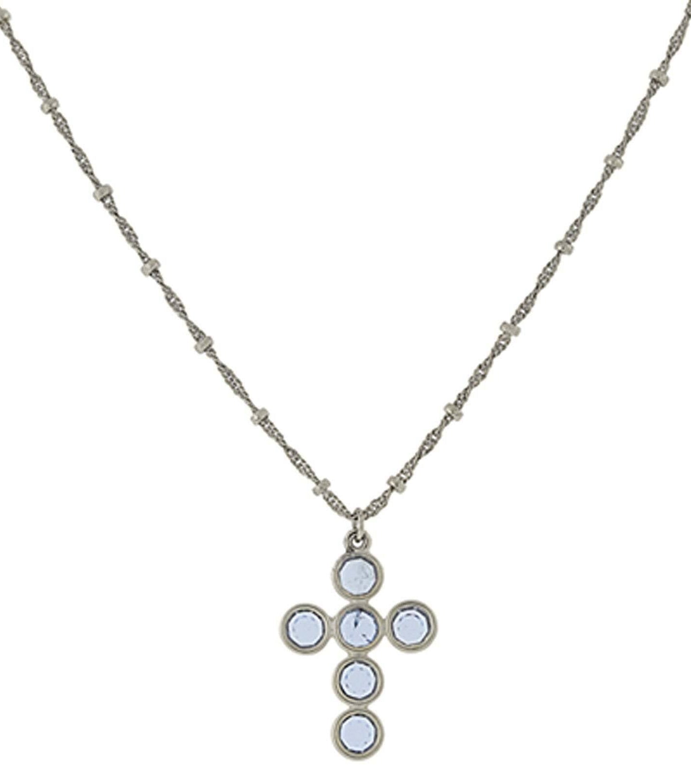 1928 Jewelry Austrian Crystal Cross Pendant Necklace 16" + 3" Extender