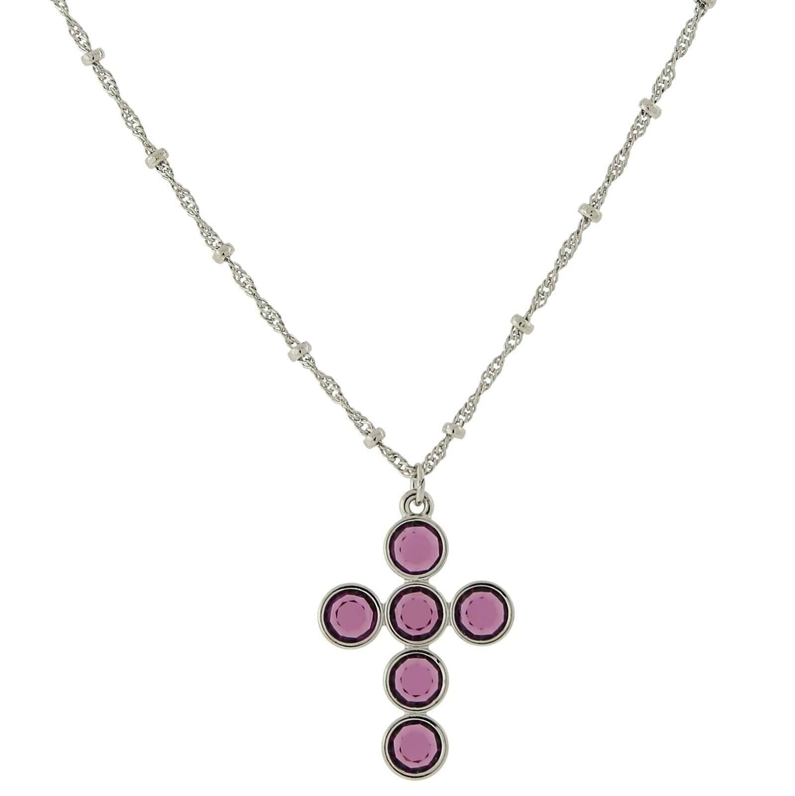 1928 Jewelry Austrian Crystal Cross Pendant Necklace 16" + 3" Extender