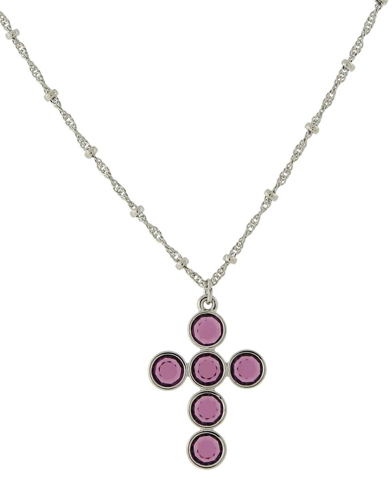 1928 Jewelry Austrian Crystal Cross Pendant Necklace 16" + 3" Extender