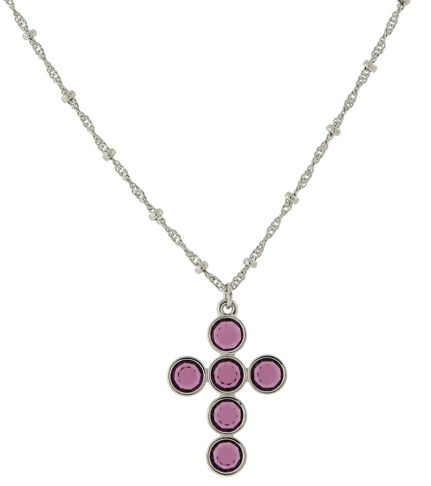 1928 Jewelry Austrian Crystal Cross Pendant Necklace 16" + 3" Extender