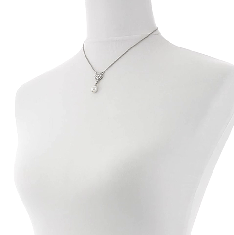 1928 Bridal Faux Pearl And Crystal Pendant Necklace 16" + 3" Extender