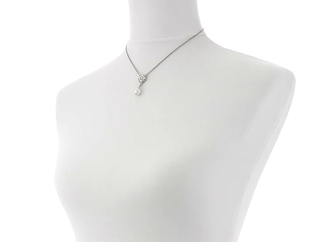 1928 Bridal Faux Pearl And Crystal Pendant Necklace 16" + 3" Extender