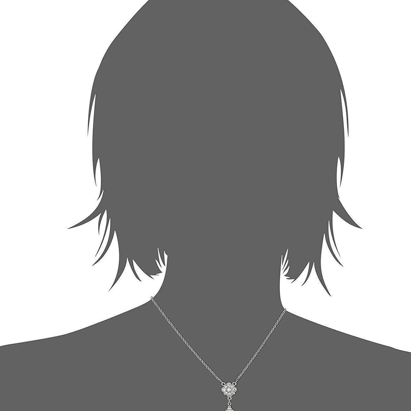 1928 Bridal Faux Pearl And Crystal Pendant Necklace 16" + 3" Extender