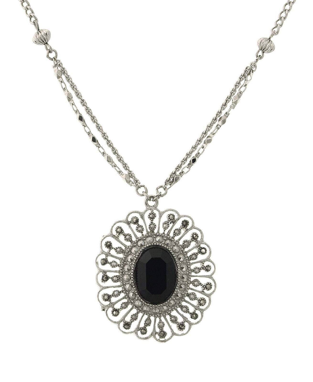 1928 Jewelry Flower Pendant Necklace 16" + 3" Extender