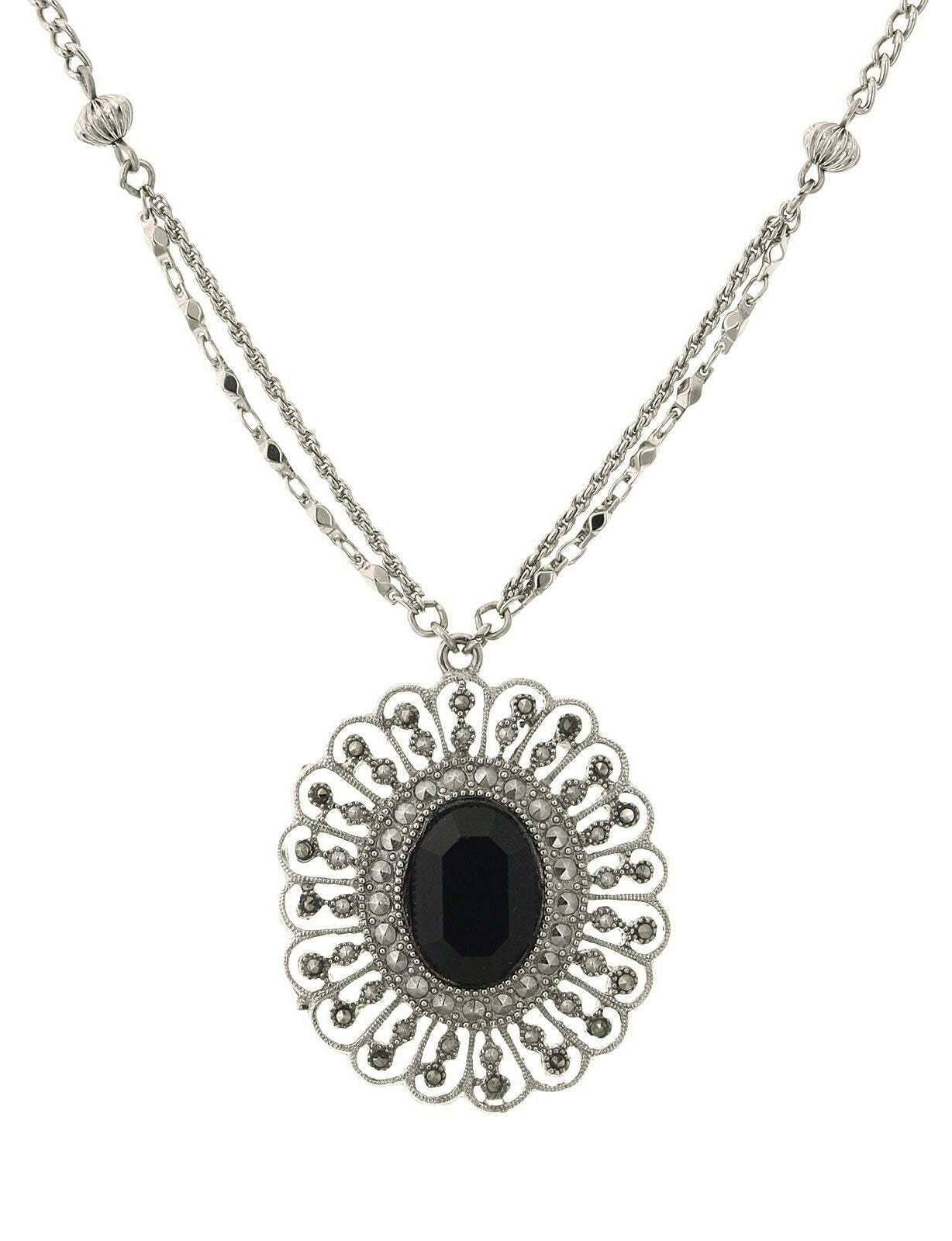 1928 Jewelry Flower Pendant Necklace 16" + 3" Extender