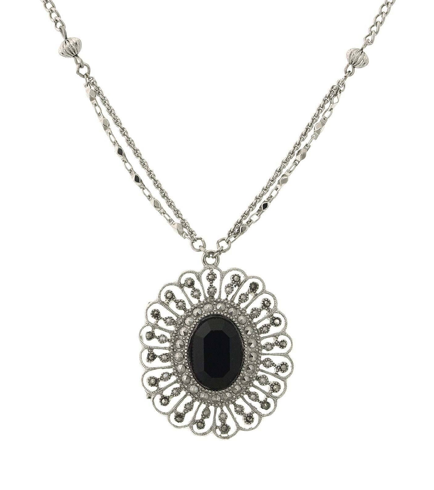 1928 Jewelry Flower Pendant Necklace 16" + 3" Extender