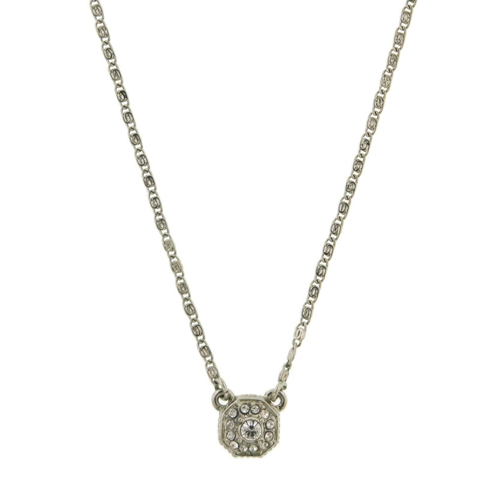 2028 Jewelry Petite Octagon Crystal Pendant Necklace 16" + 3" Extender