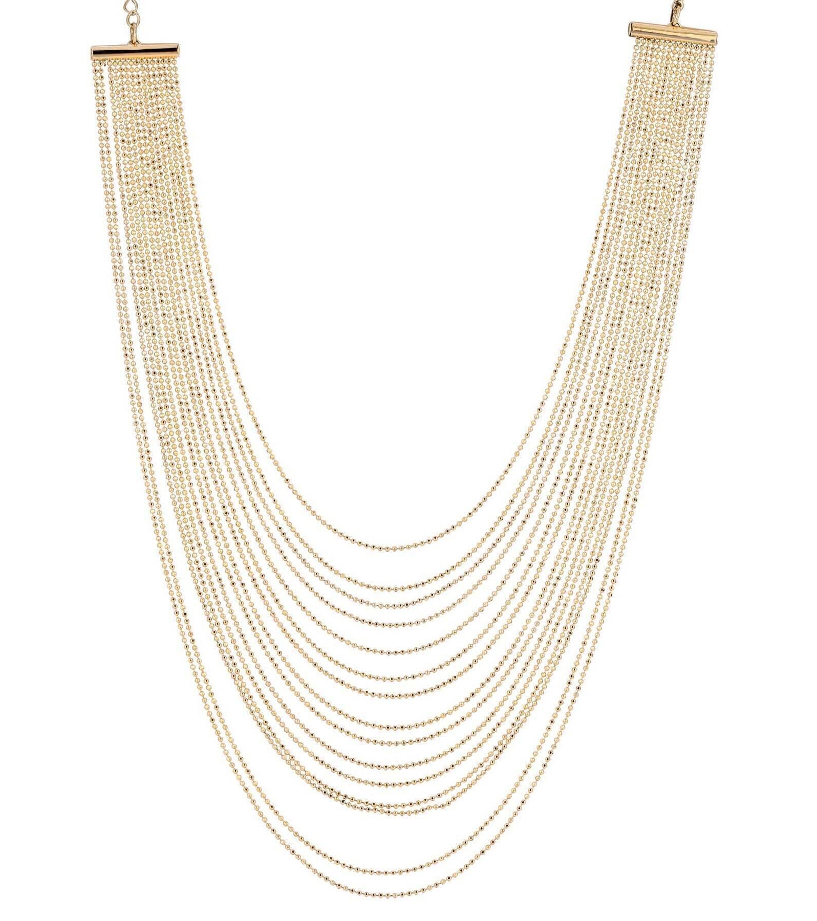 1928 Jewelry Gold Multi Strand Ball Chain Necklace 14.5" + 3" Extension