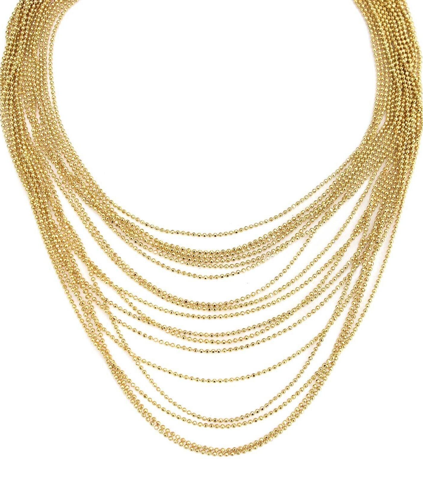 1928 Jewelry Gold Multi Strand Ball Chain Necklace 14.5" + 3" Extension