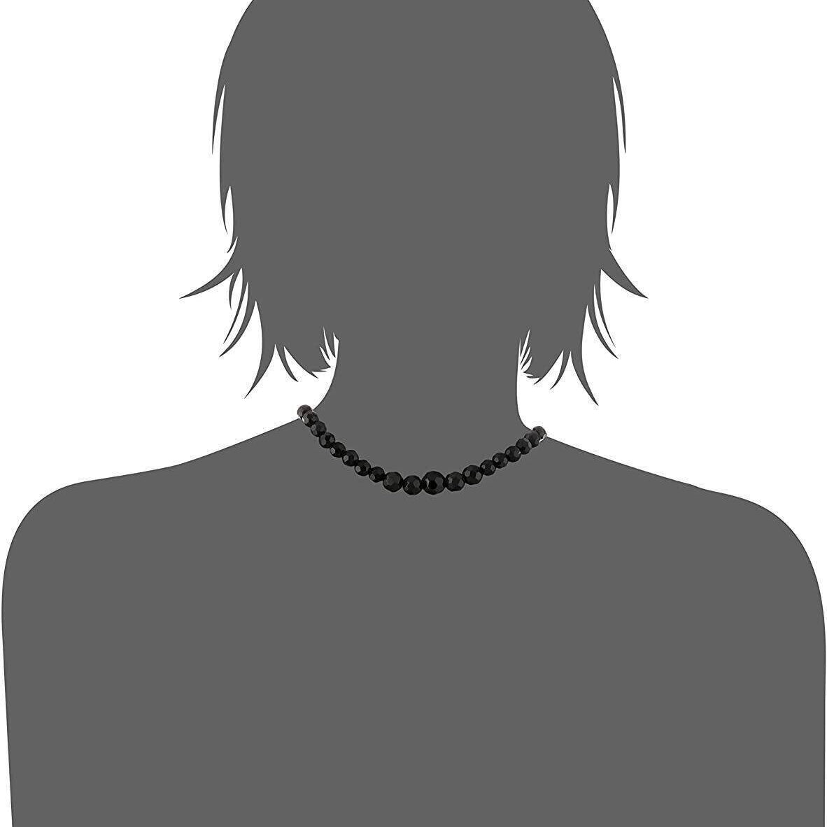 1928 Jewelry Graduated Black Glass Beaded Necklace 15" + 3" Extender