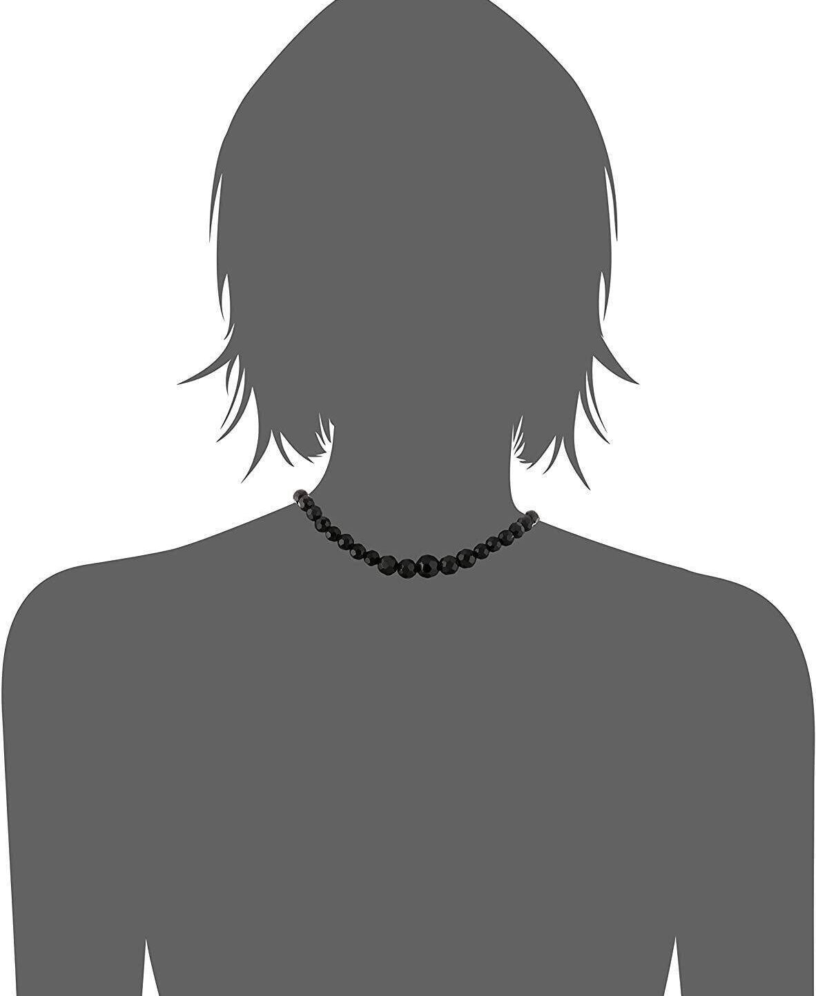 1928 Jewelry Graduated Black Glass Beaded Necklace 15" + 3" Extender