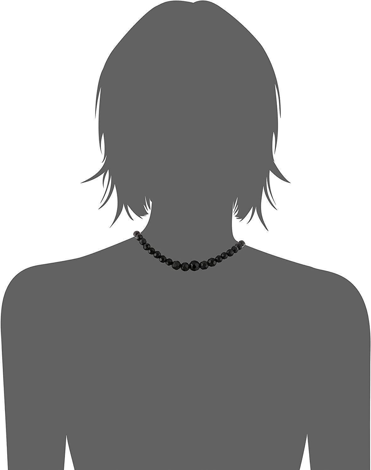 1928 Jewelry Graduated Black Glass Beaded Necklace 15" + 3" Extender