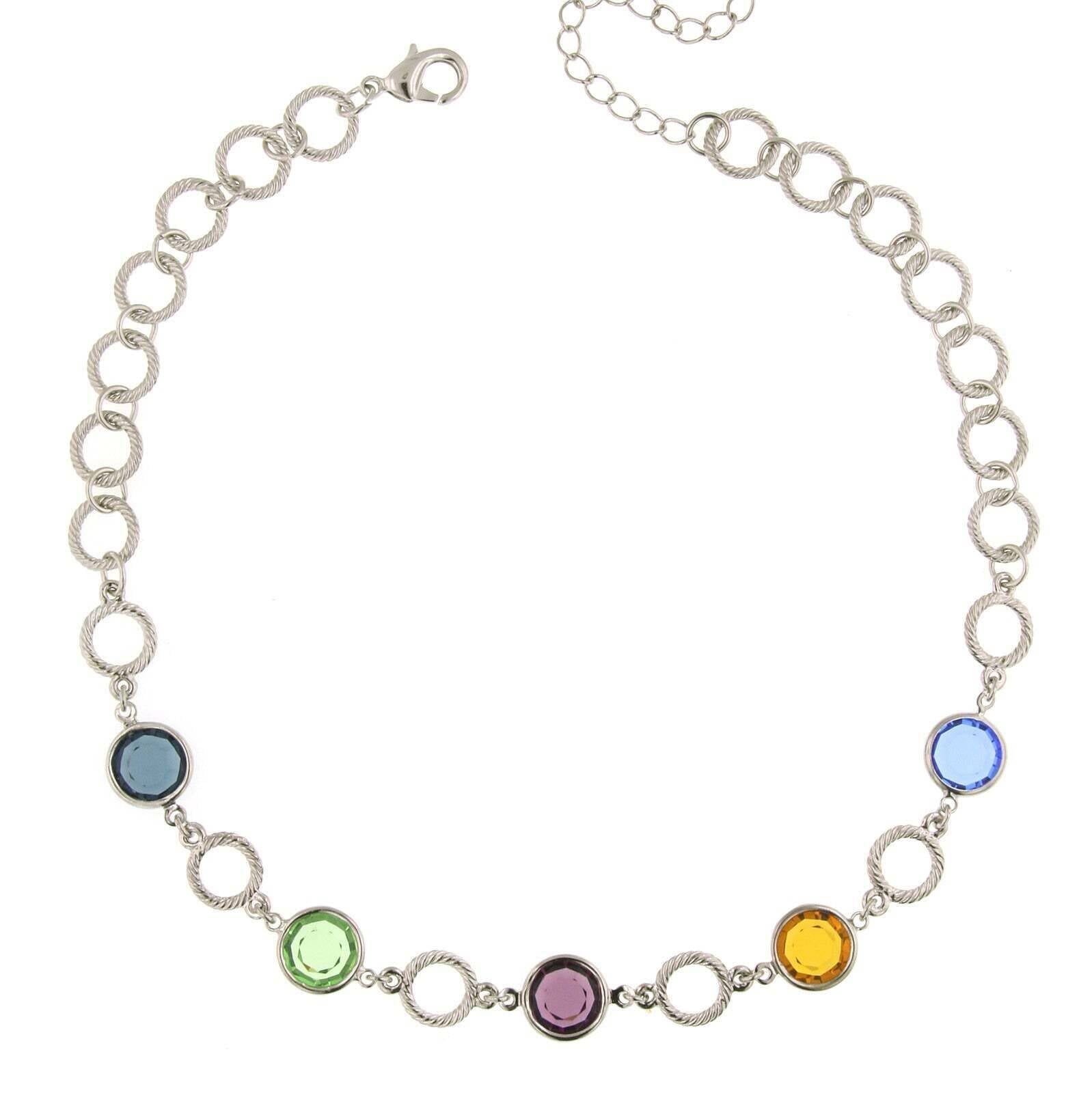 1928 Jewelry Genuine Multi Color Austrian Crystal Channel Necklace 16" + 3" Extender