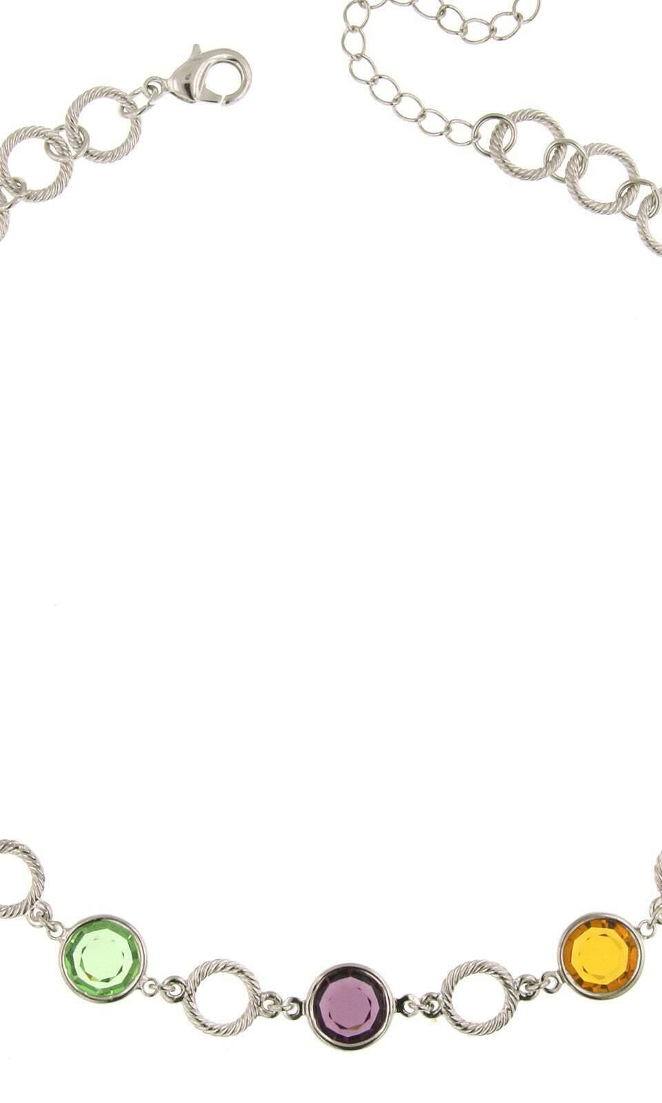 1928 Jewelry Genuine Multi Color Austrian Crystal Channel Necklace 16" + 3" Extender