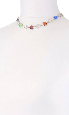 1928 Jewelry Genuine Multi Color Austrian Crystal Channel Necklace 16" + 3" Extender