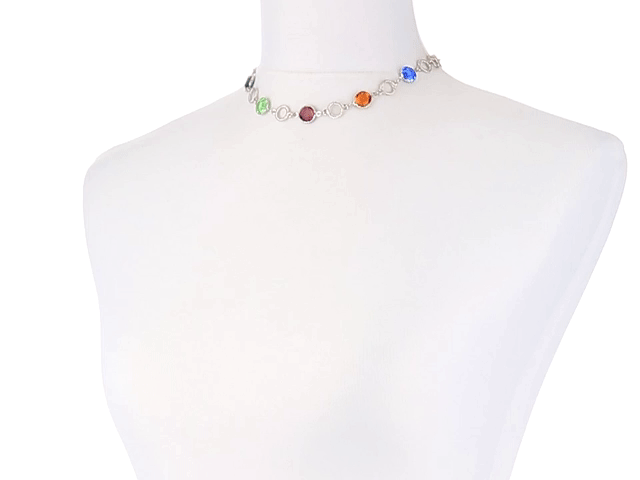 1928 Jewelry Genuine Multi Color Austrian Crystal Channel Necklace 16" + 3" Extender