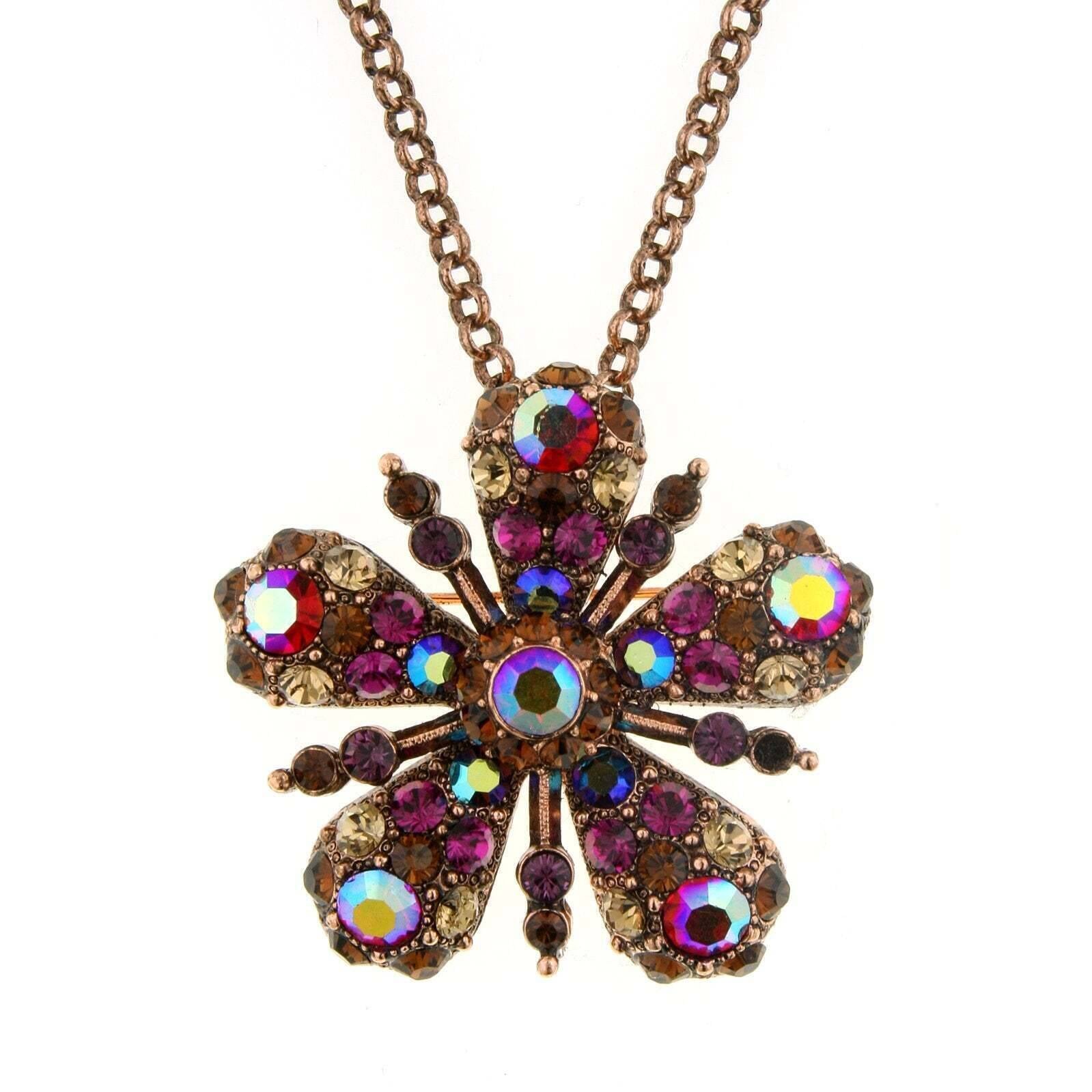 Antiquities Couture Ab Crystal With Austrian Pendant Necklace 16" + 3" Extender