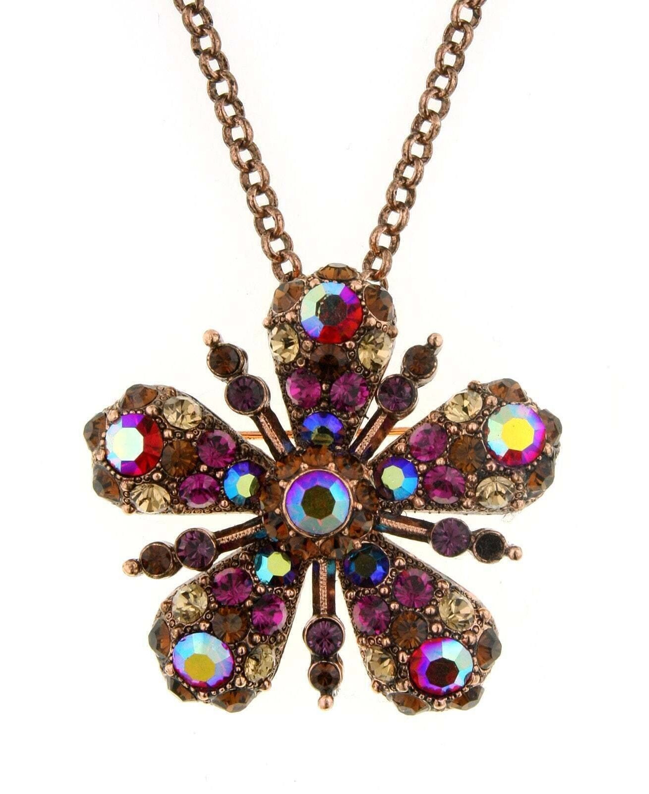 Antiquities Couture Ab Crystal With Austrian Pendant Necklace 16" + 3" Extender