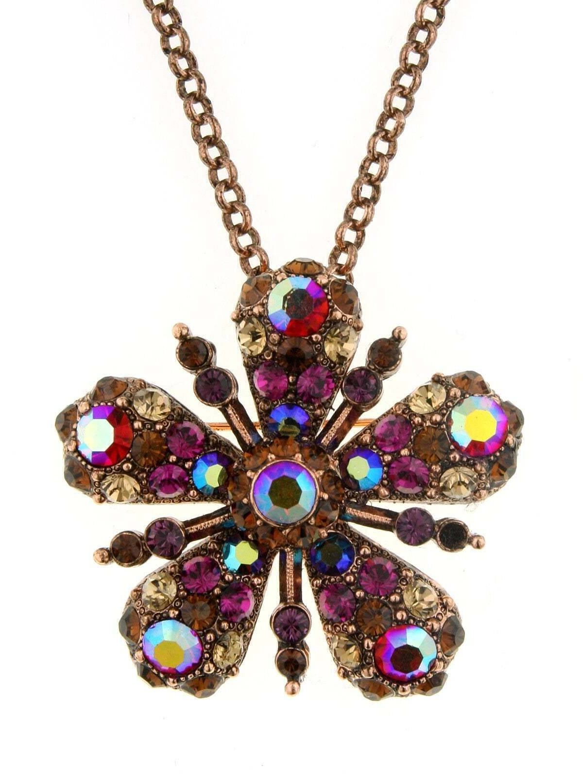 Antiquities Couture Ab Crystal With Austrian Pendant Necklace 16" + 3" Extender