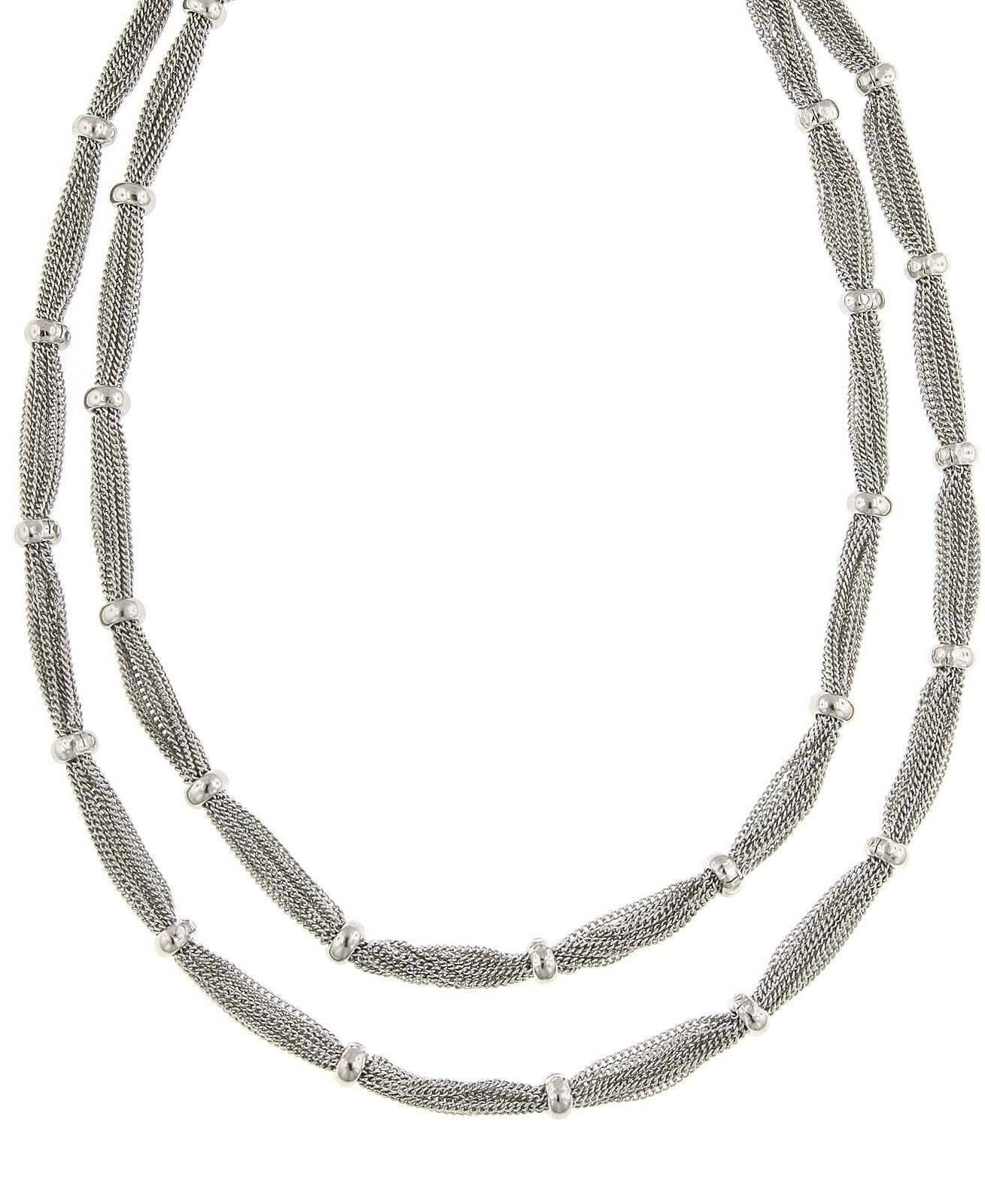 1928 Jewelry Double Strand Station Chain Necklace 16.5"