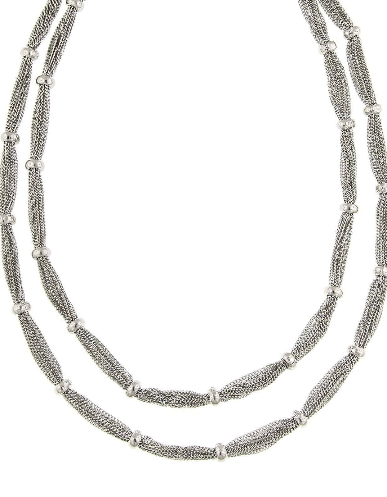 1928 Jewelry Double Strand Station Chain Necklace 16.5"