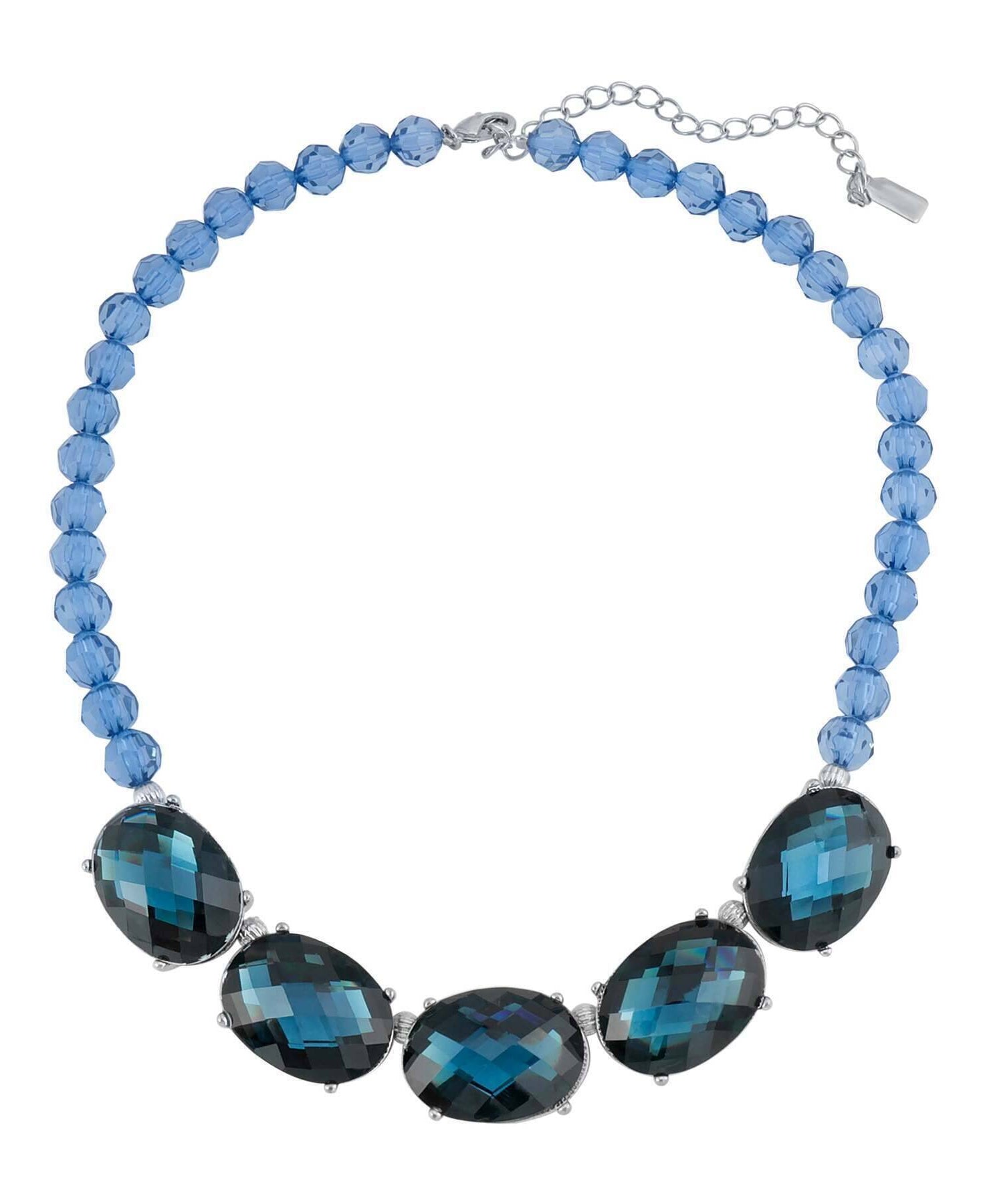 1928 Jewelry Oval Faceted Beaded Collar Necklace 16" + 3" Extender