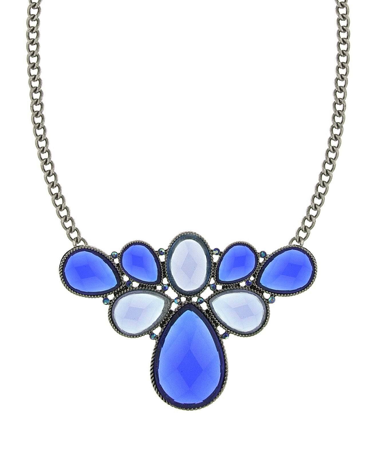 2028 Jewelry Teardrop Stone Cluster Necklace 16" + 3" Extender