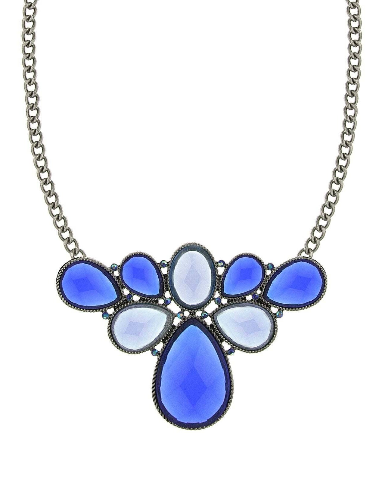 2028 Jewelry Teardrop Stone Cluster Necklace 16" + 3" Extender