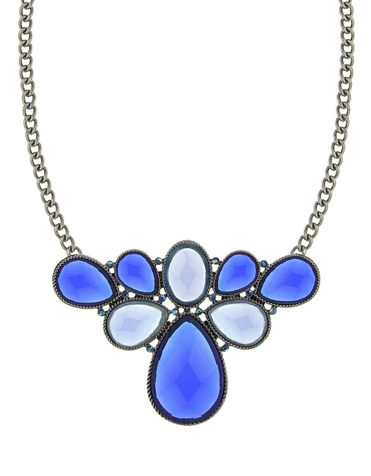 2028 Jewelry Teardrop Stone Cluster Necklace 16" + 3" Extender