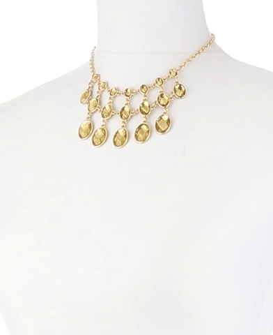 2028 Jewelry Three Row Oval Faceted Stone Bib Necklace 16" + 3" Extender